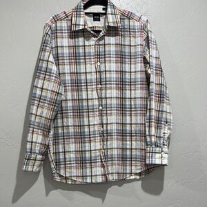 Hugo Boss Casual Gray and Red Button Down Shirt